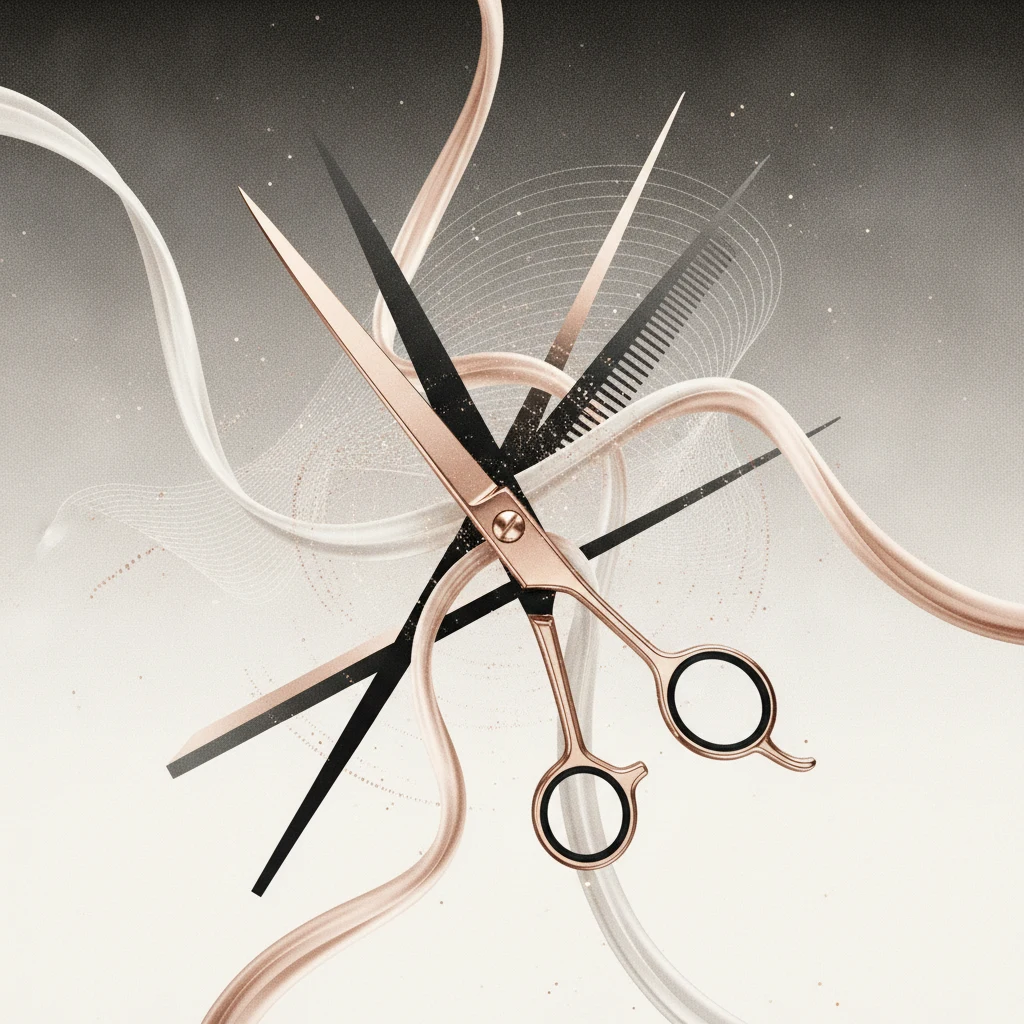 Rose-gold shears and comb, symbolizing precision salon craft in the UAE