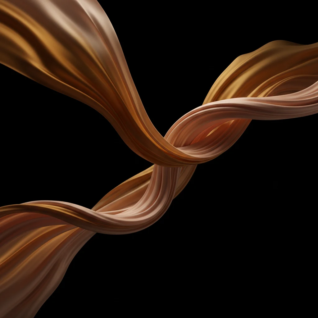 Twisted rose-gold ribbon, representing therapeutic massage flow