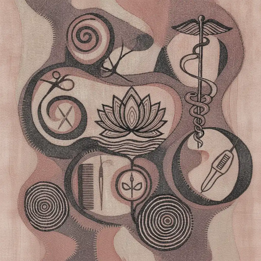 Illustrated icon collage of salon, spa, clinic, and massage tools across the UAE