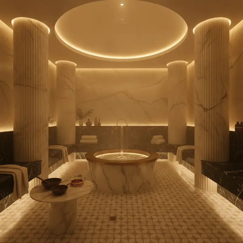 Luxury hammam treatment room at Serenity Hammam Spa, Dubai Marina